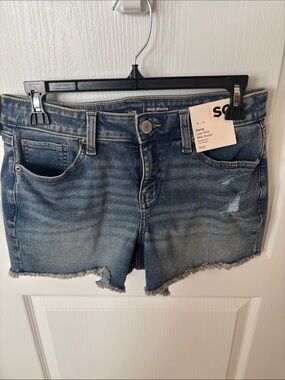 Sonoma Distressed Blue Denim Midi Shorts